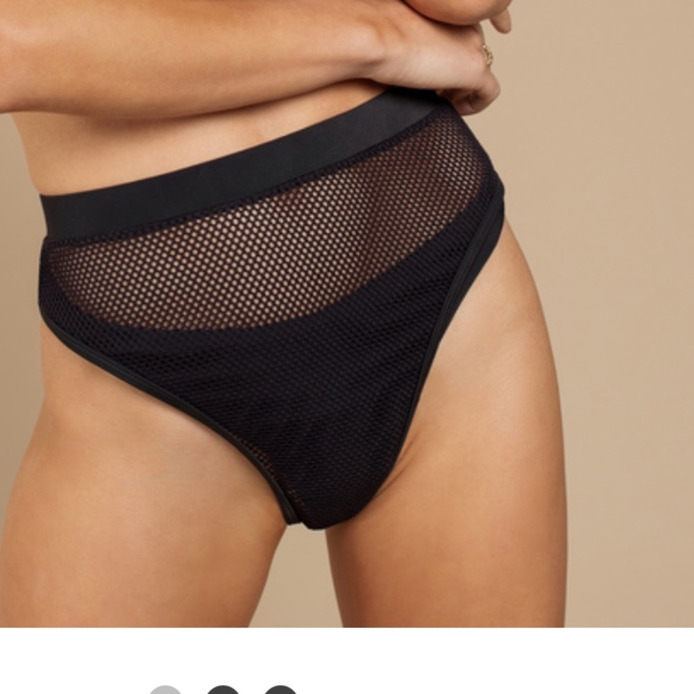 Tobi Black High-Waist Mesh Bikini Bottom